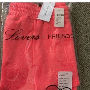 Lovers + friends neon pink shorts